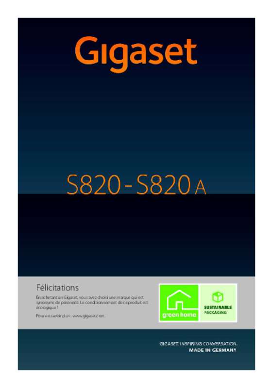 Guide utilisation GIGASET S820H  de la marque GIGASET