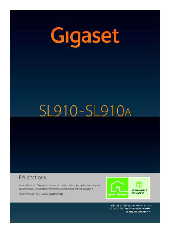 Guide utilisation GIGASET SL910A  de la marque GIGASET