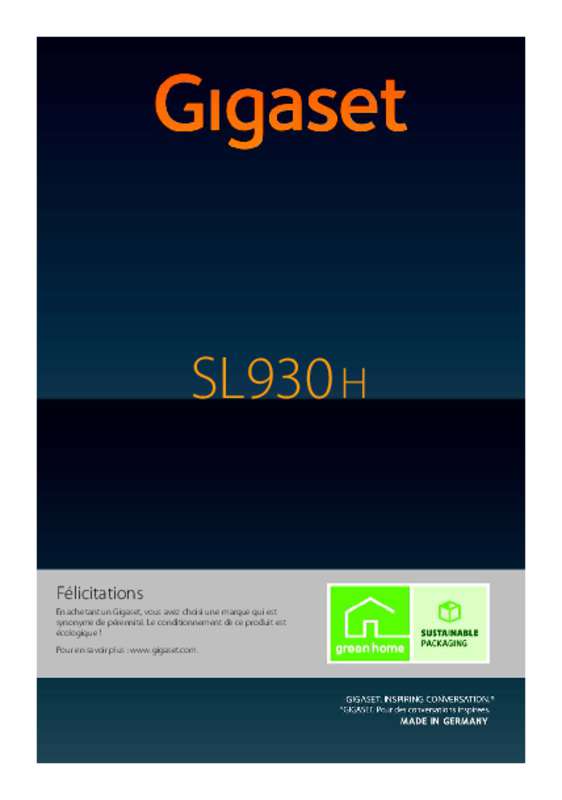 Guide utilisation GIGASET SL930A  de la marque GIGASET