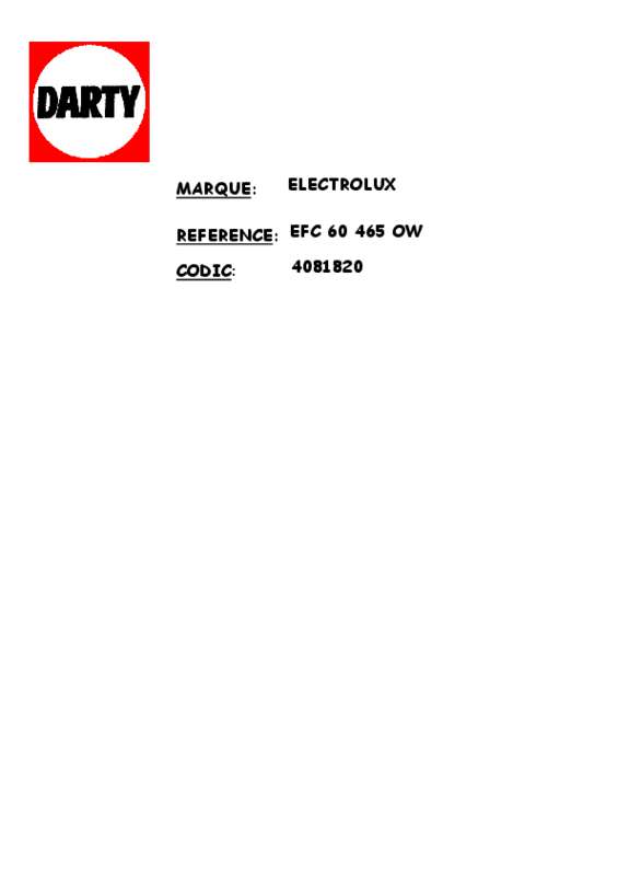 Guide utilisation ELECTROLUX EFC 60 465 OW de la marque ELECTROLUX