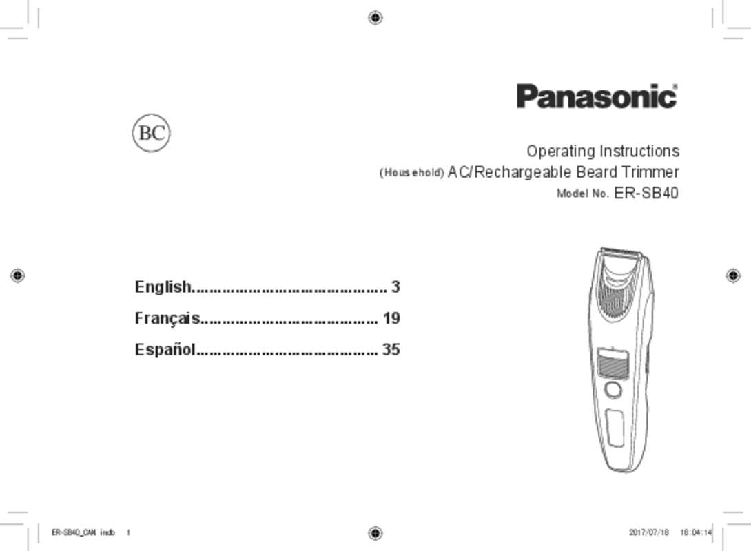 Guide utilisation  PANASONIC ERSB40  de la marque PANASONIC