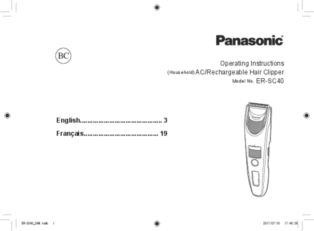 Guide utilisation  PANASONIC ERSC40  de la marque PANASONIC