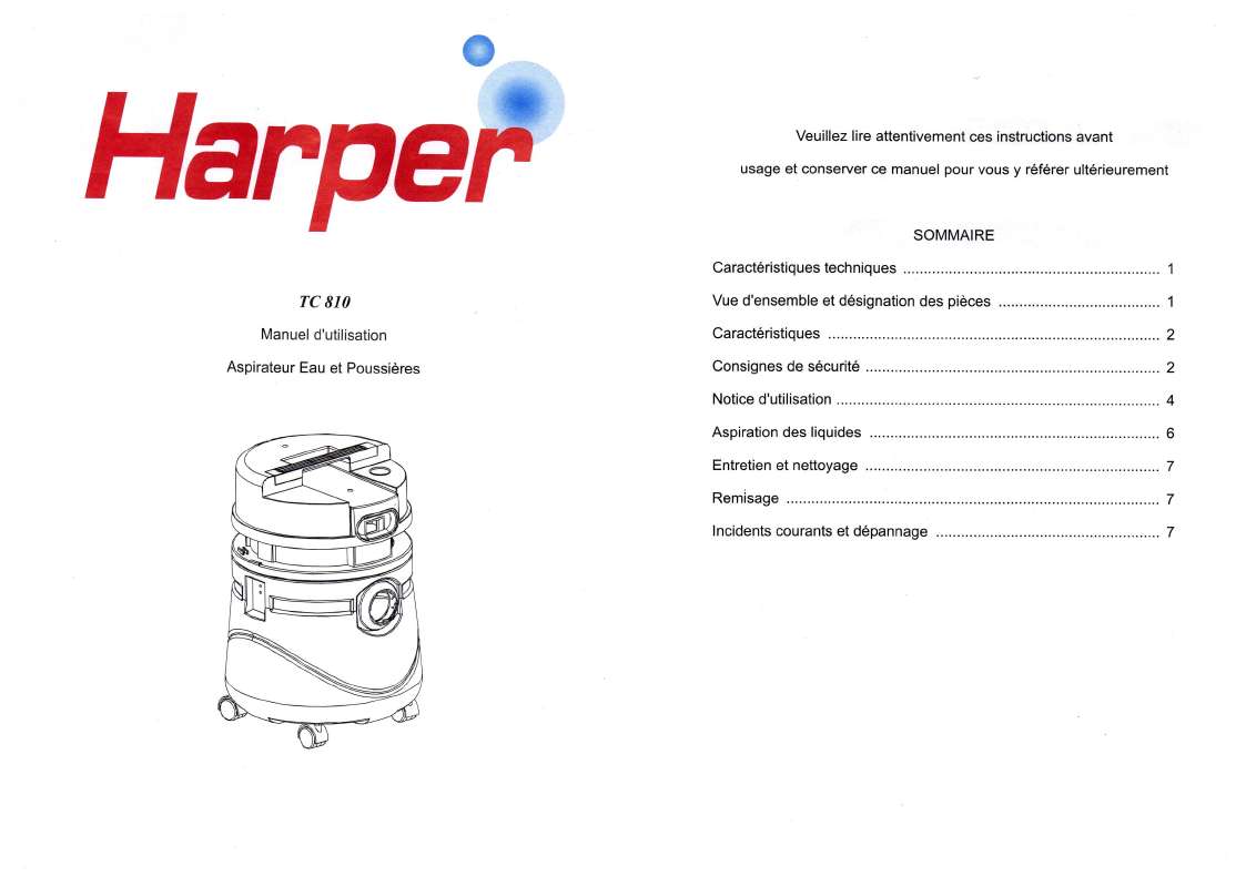 Guide utilisation HARPER TC 810  de la marque HARPER