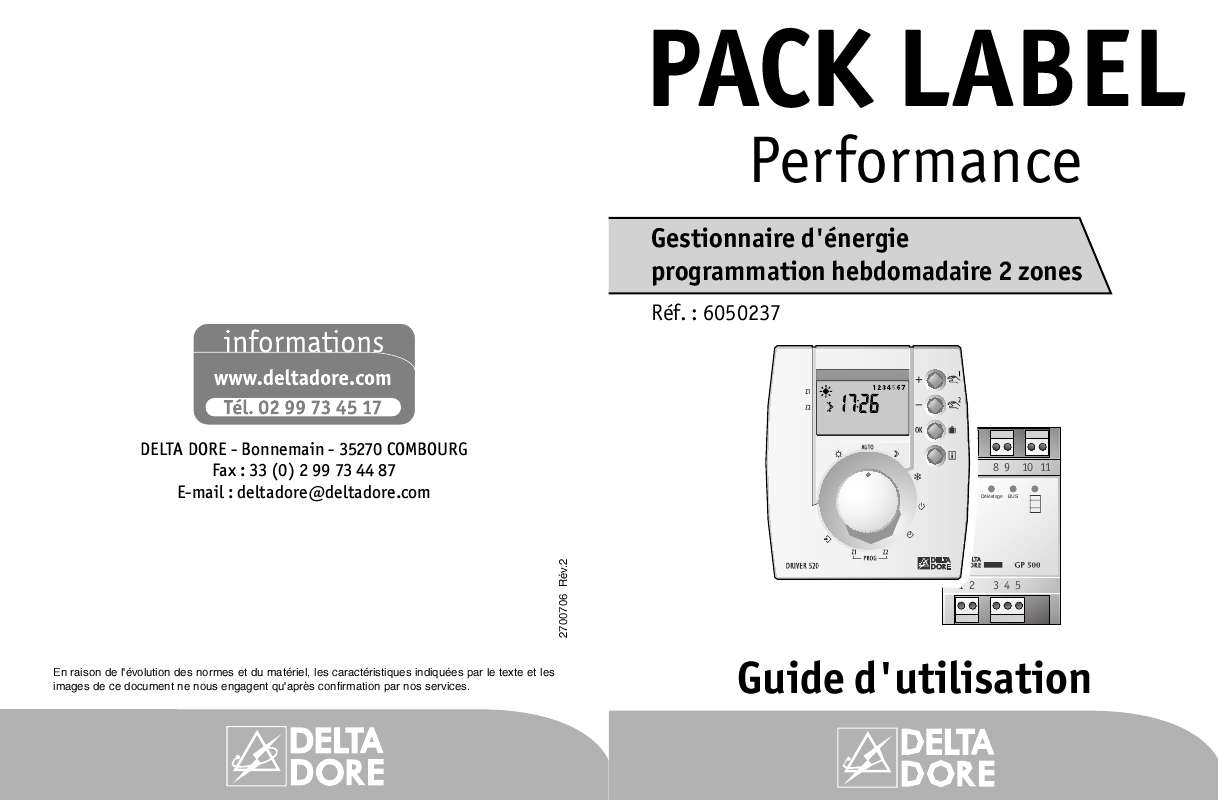 Guide utilisation DELTA DORE PACK LABEL PERFORMANCE  de la marque DELTA DORE