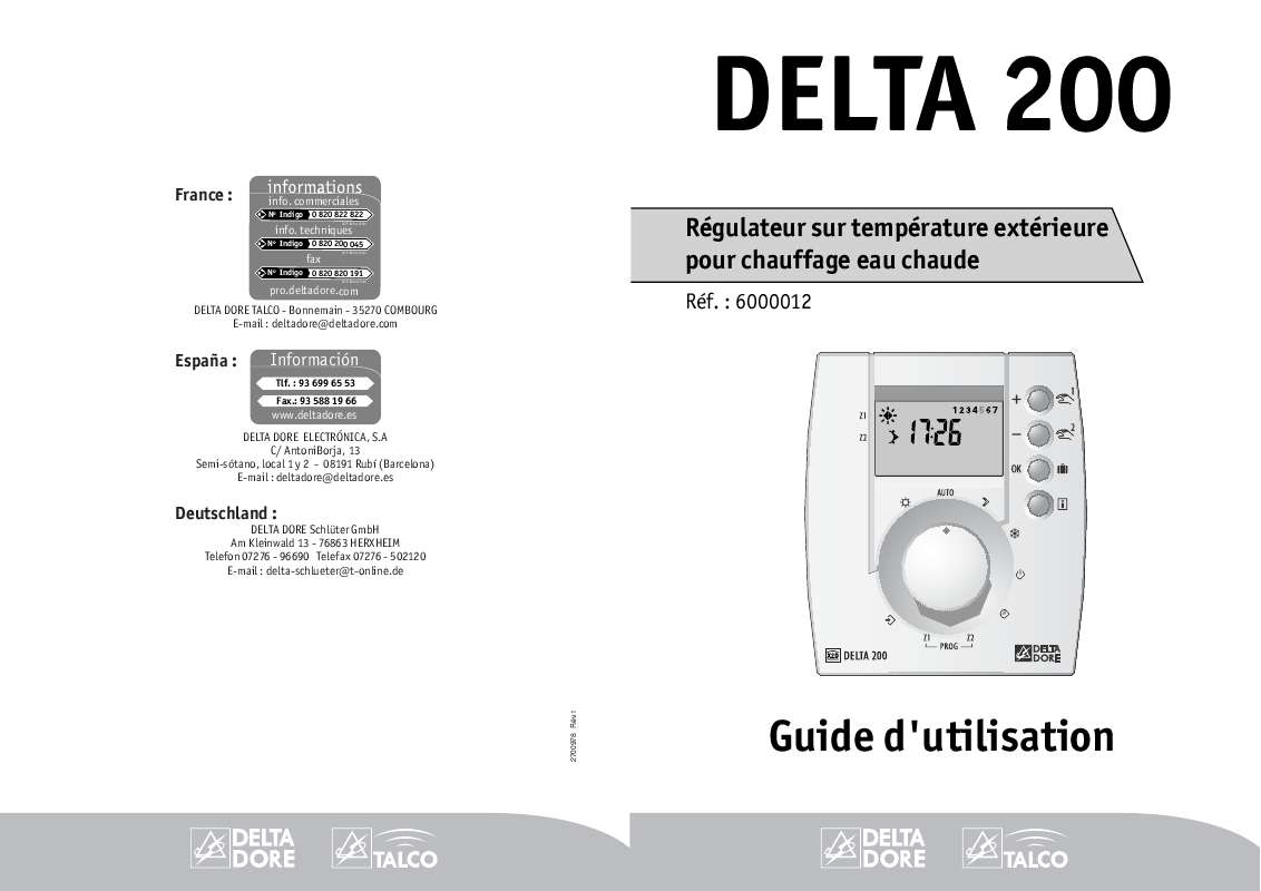 Guide utilisation DELTA DORE DELTA 200  de la marque DELTA DORE