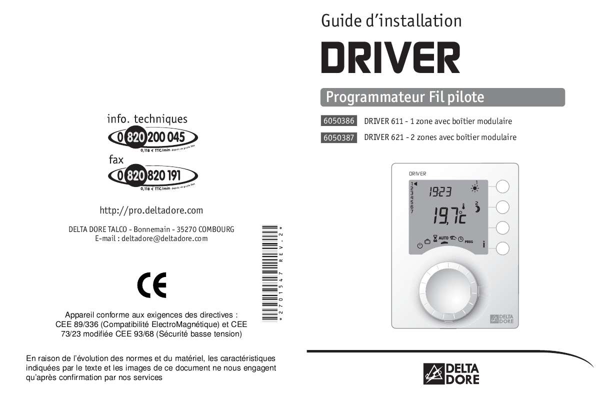 Guide utilisation DELTA DORE DRIVER 611  de la marque DELTA DORE