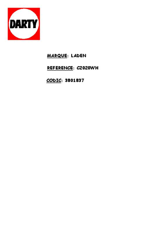 Guide utilisation LADEN C2020WH de la marque LADEN