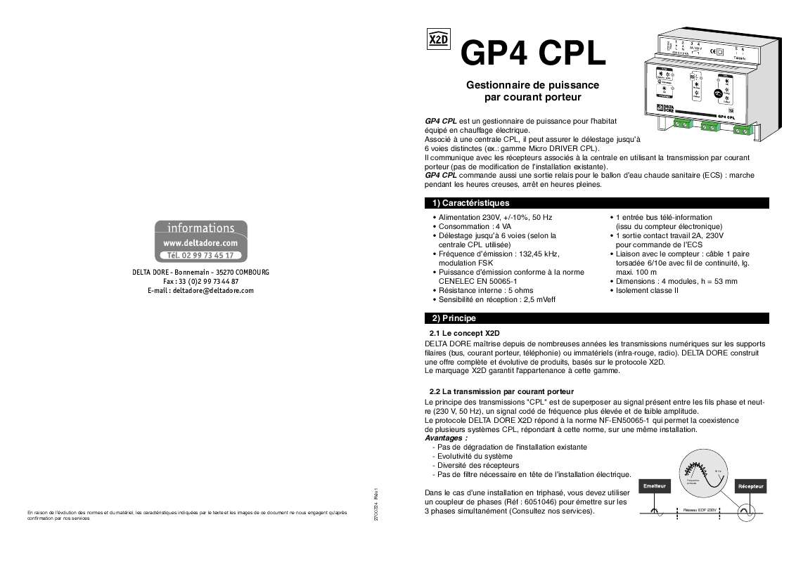 Guide utilisation DELTA DORE GP4 CPL  de la marque DELTA DORE