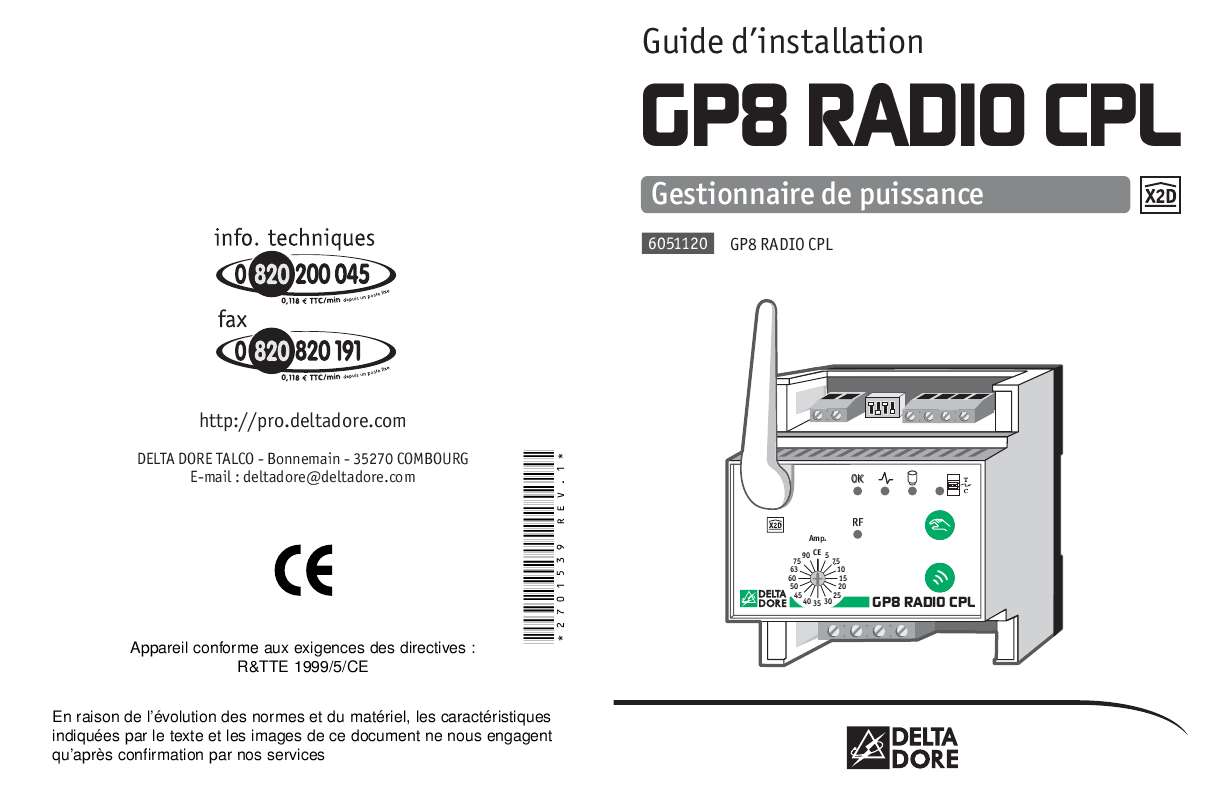 Guide utilisation DELTA DORE GP8 RADIO CPL  de la marque DELTA DORE