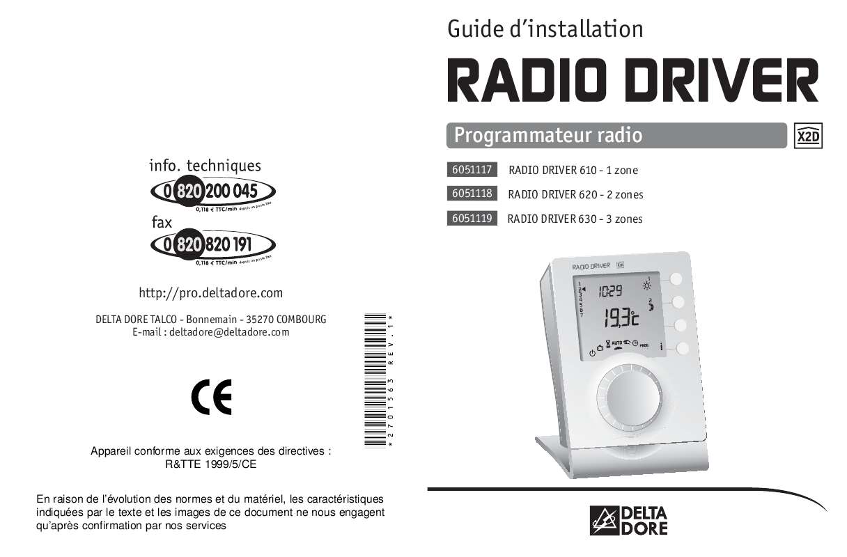 Guide utilisation DELTA DORE RADIO DRIVER 620  de la marque DELTA DORE