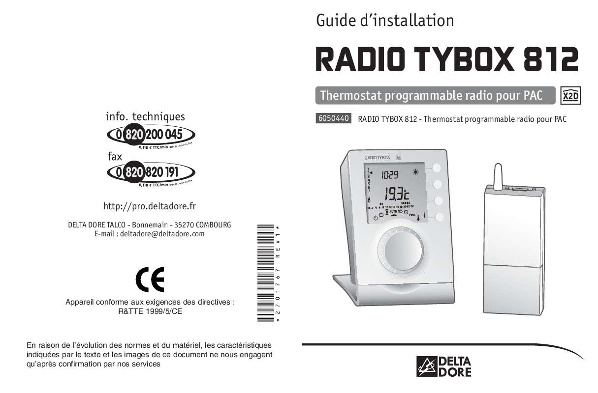 Guide utilisation DELTA DORE RADIO TYBOX 812  de la marque DELTA DORE