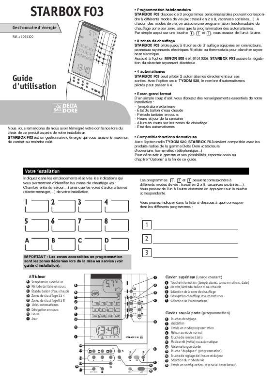 Guide utilisation DELTA DORE STARBOX F03  de la marque DELTA DORE