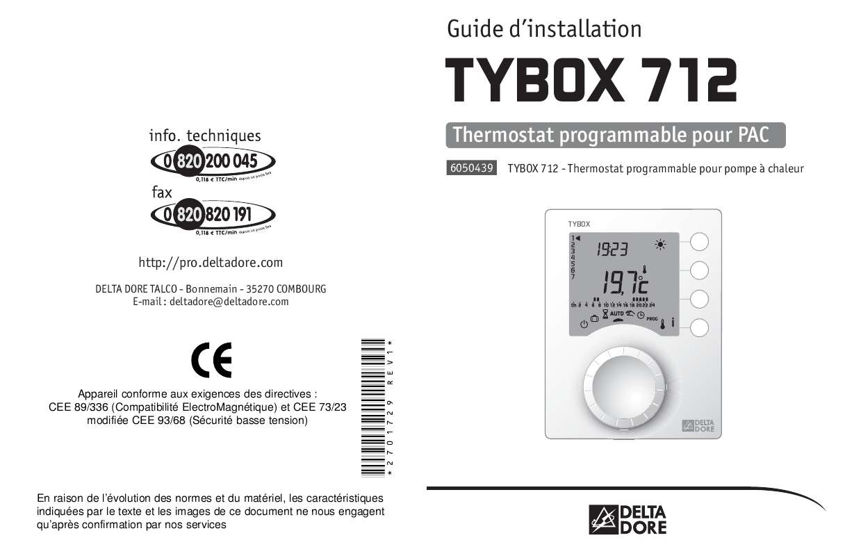 Guide utilisation DELTA DORE TYBOX 712  de la marque DELTA DORE