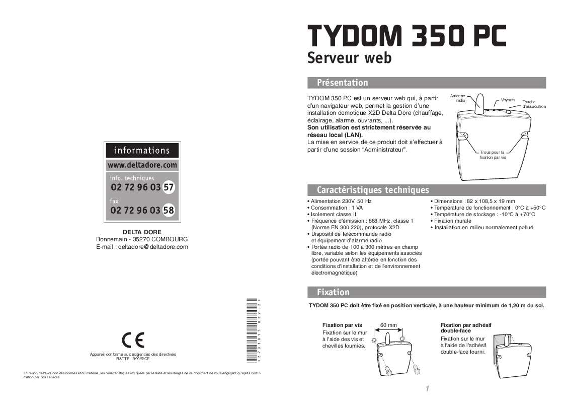Guide utilisation DELTA DORE TYDOM 350 PC  de la marque DELTA DORE