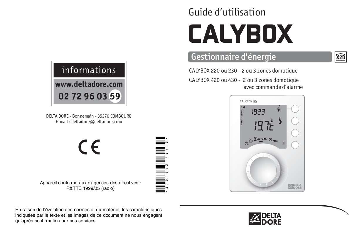 Guide utilisation DELTA DORE CALYBOX 430  de la marque DELTA DORE