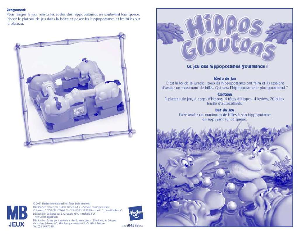 Guide utilisation HASBRO HIPPOS GLOUTONS  de la marque HASBRO