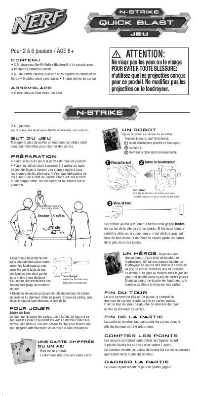 Guide utilisation HASBRO NERF N-STRIKE QUICK BLAST GAME  de la marque HASBRO