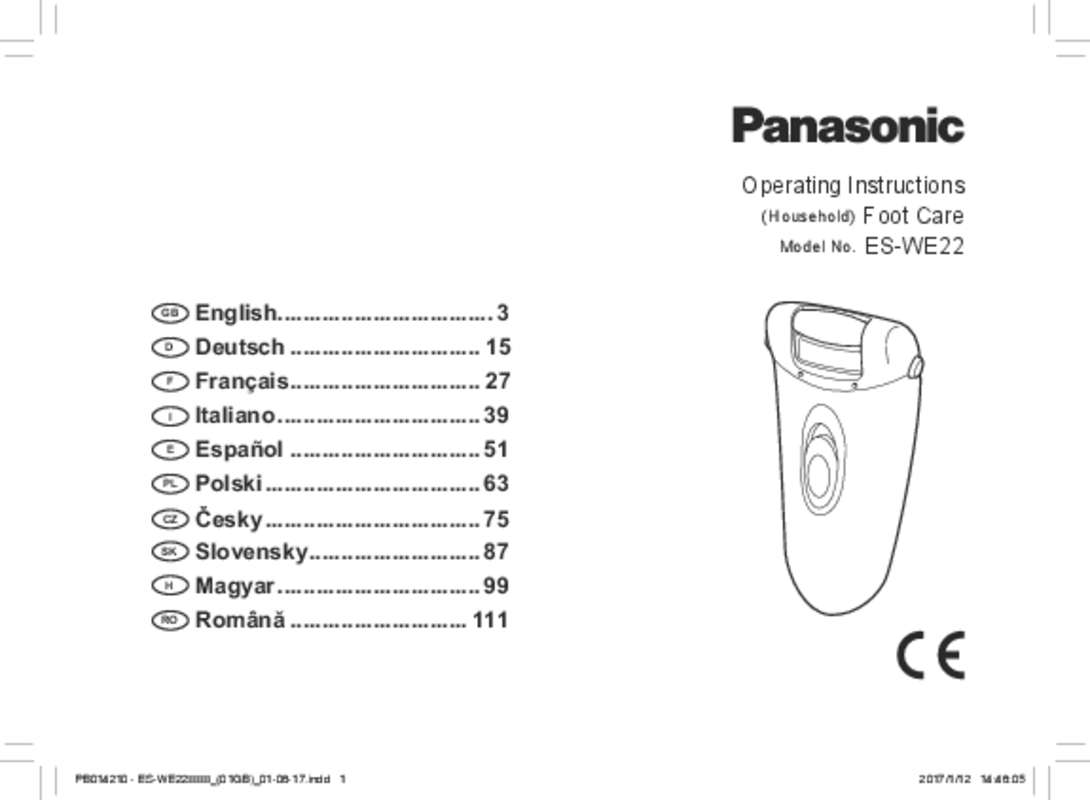 Guide utilisation  PANASONIC ESWE22  de la marque PANASONIC