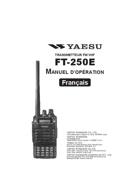 Guide utilisation YAESU FT 250  de la marque YAESU