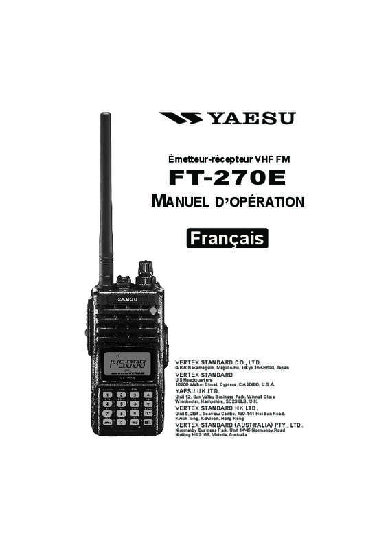 Guide utilisation YAESU FT 270  de la marque YAESU