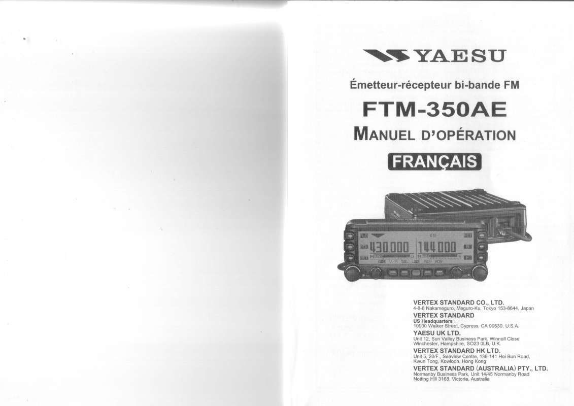 Guide utilisation YAESU FTM-350AE  de la marque YAESU