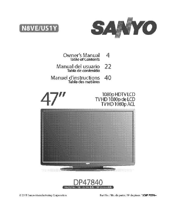 Guide utilisation SANYO DP47840  de la marque SANYO