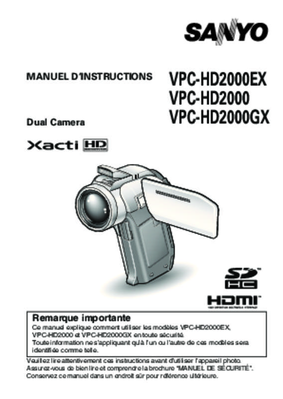 Guide utilisation SANYO XACTI HD2000  de la marque SANYO