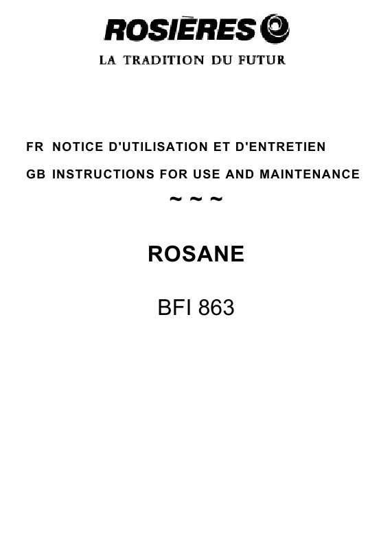 Guide utilisation  ROSIERES BFI 863  de la marque ROSIERES