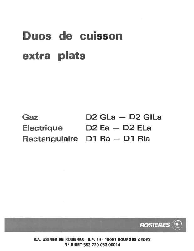 Guide utilisation  ROSIERES D2 GLA  de la marque ROSIERES