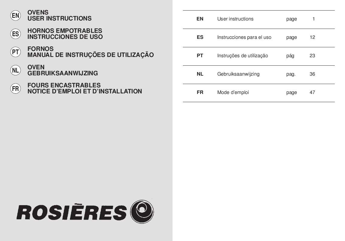 Guide utilisation  ROSIERES FC 3163 IN  de la marque ROSIERES