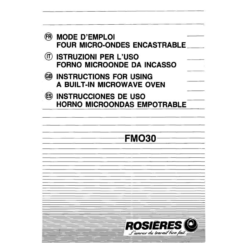 Guide utilisation  ROSIERES FMO 30  de la marque ROSIERES