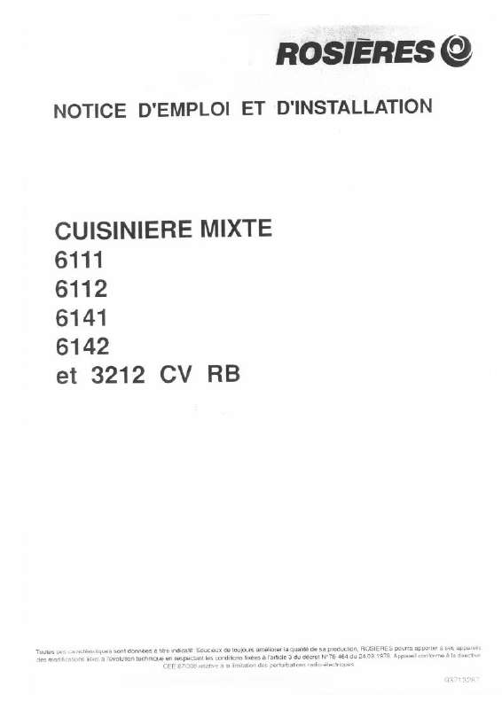 Guide utilisation  ROSIERES 3212 CV RB  de la marque ROSIERES