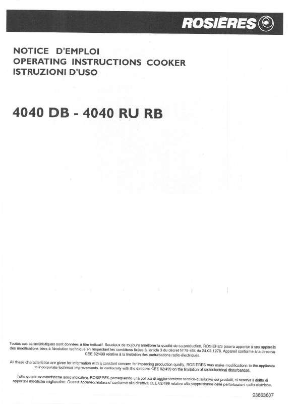 Guide utilisation  ROSIERES 4040 DB  de la marque ROSIERES