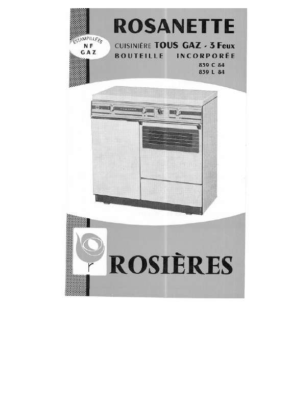 Guide utilisation  ROSIERES 839 L 84  de la marque ROSIERES