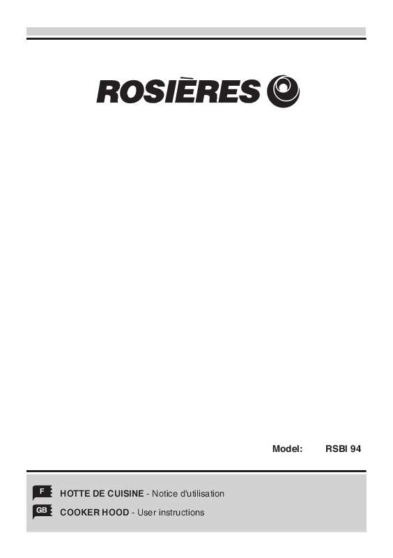 Guide utilisation ROSIERES RBSI 94 de la marque ROSIERES