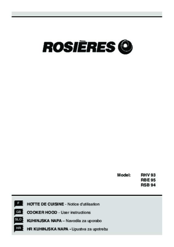 Guide utilisation ROSIERES RHV93 de la marque ROSIERES