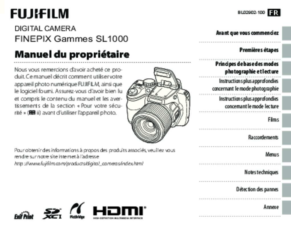Guide utilisation FUJI FINEPIX SL1000  de la marque FUJI