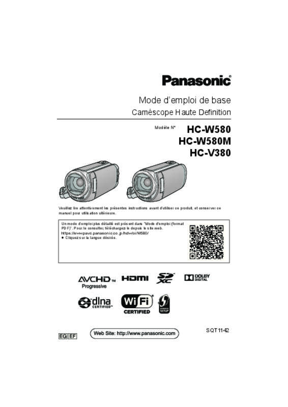 Guide utilisation PANASONIC HC-V380EF-K  de la marque PANASONIC