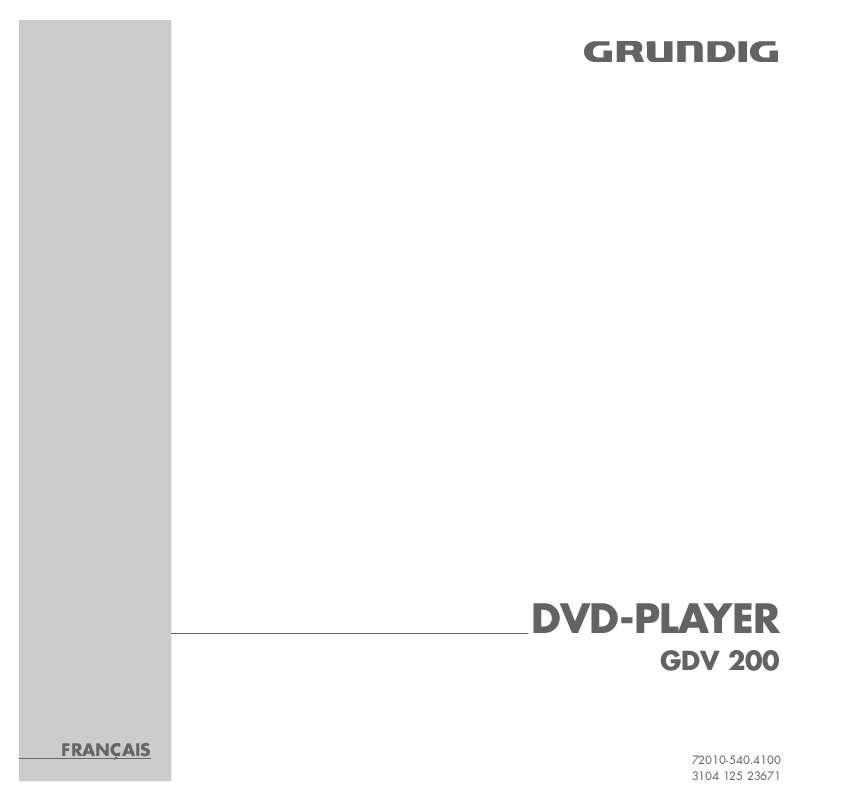 Guide utilisation  GRUNDIG GDV 200  de la marque GRUNDIG