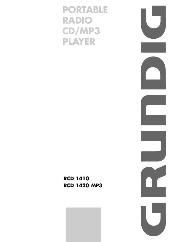 Guide utilisation  GRUNDIG RCD 1420 MP3  de la marque GRUNDIG