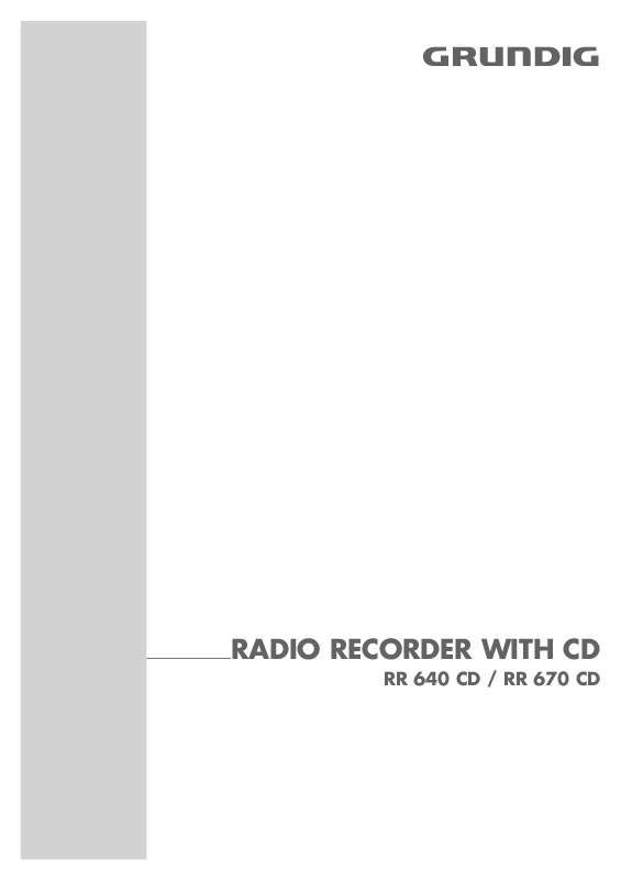 Guide utilisation  GRUNDIG RR 670 CD  de la marque GRUNDIG