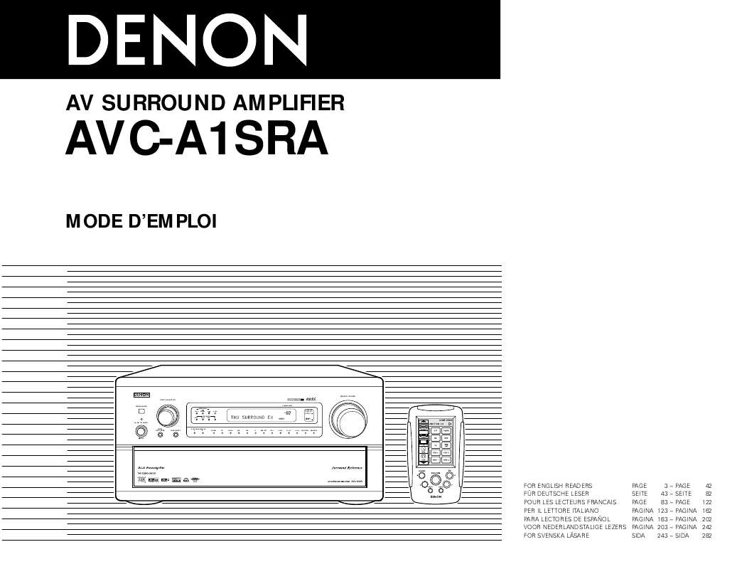 Guide utilisation  DENON AVC-A1SRA  de la marque DENON