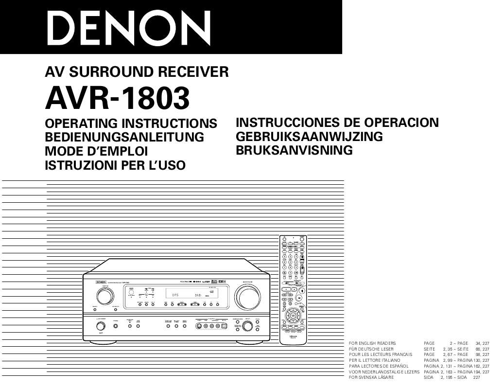 Guide utilisation DENON AVR-1803  de la marque DENON