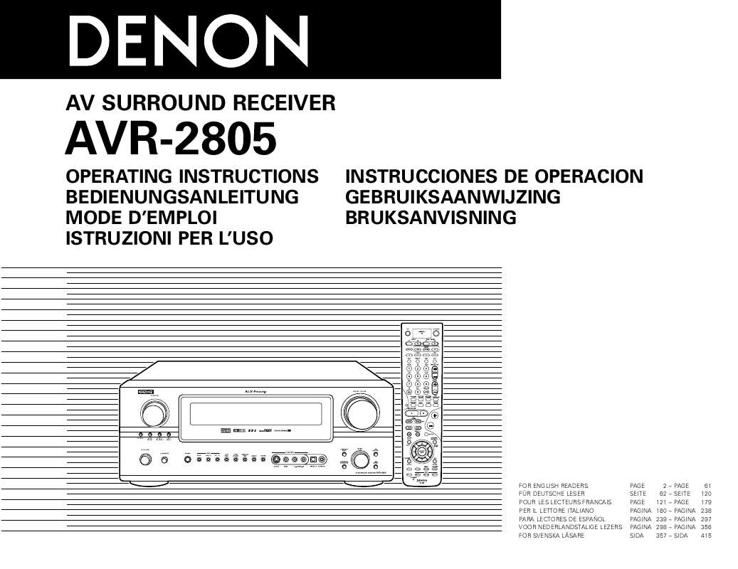 Guide utilisation DENON AVR-2805  de la marque DENON