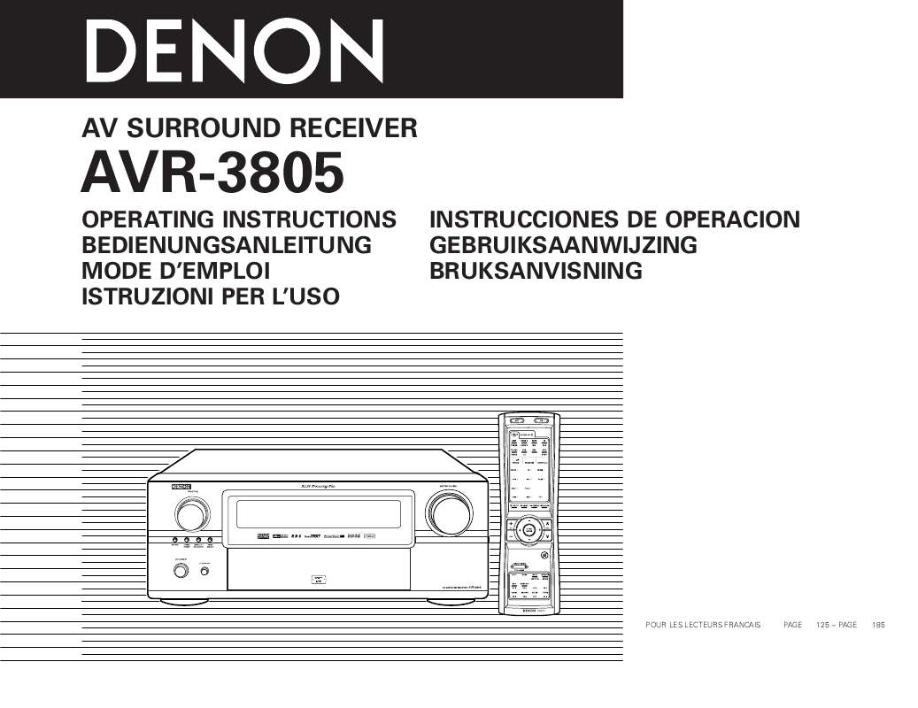 Guide utilisation DENON AVR-3805  de la marque DENON