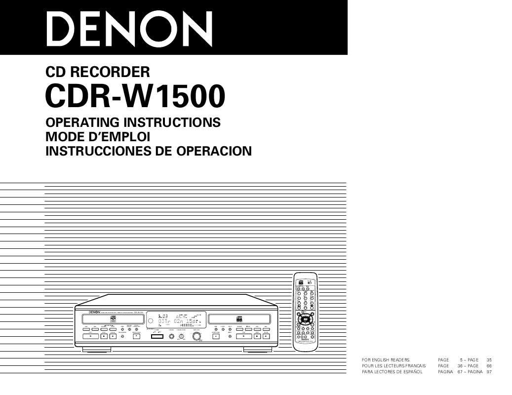 Guide utilisation  DENON CDR-W1500  de la marque DENON