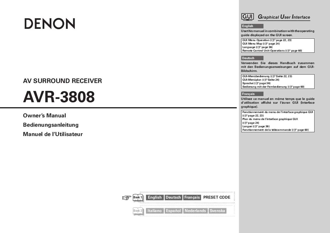 Guide utilisation DENON AVR-3808  de la marque DENON