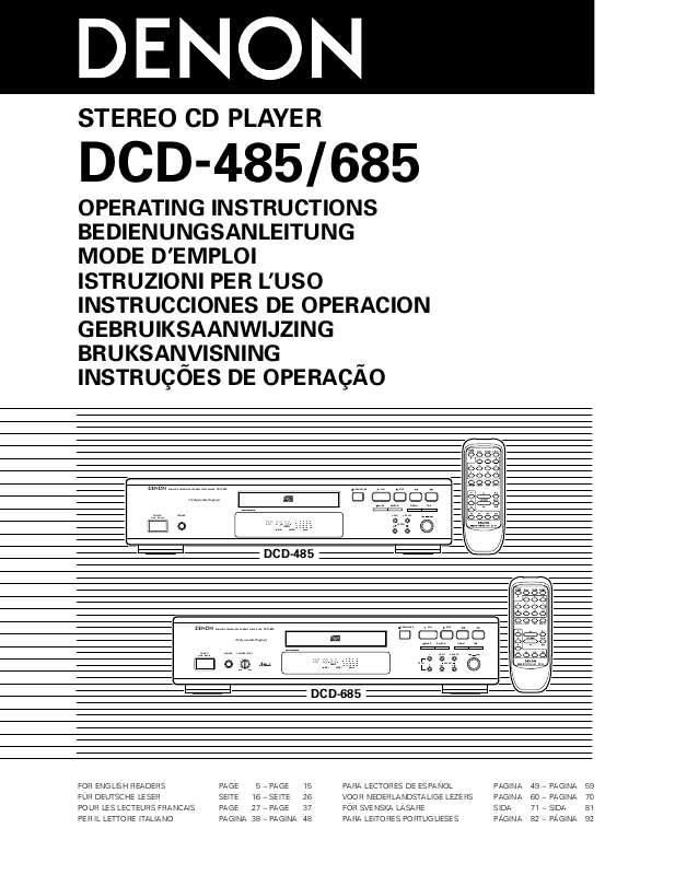 Guide utilisation DENON DCD-485  de la marque DENON