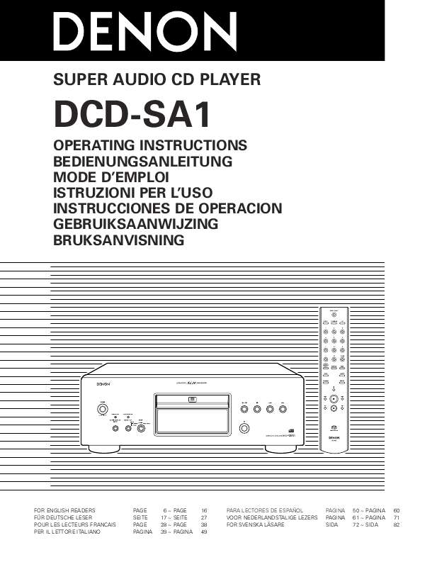 Guide utilisation DENON DCD-SA1  de la marque DENON