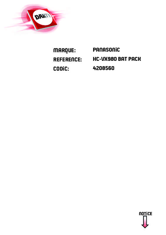 Guide utilisation PANASONIC HC-WX980EF-K  de la marque PANASONIC